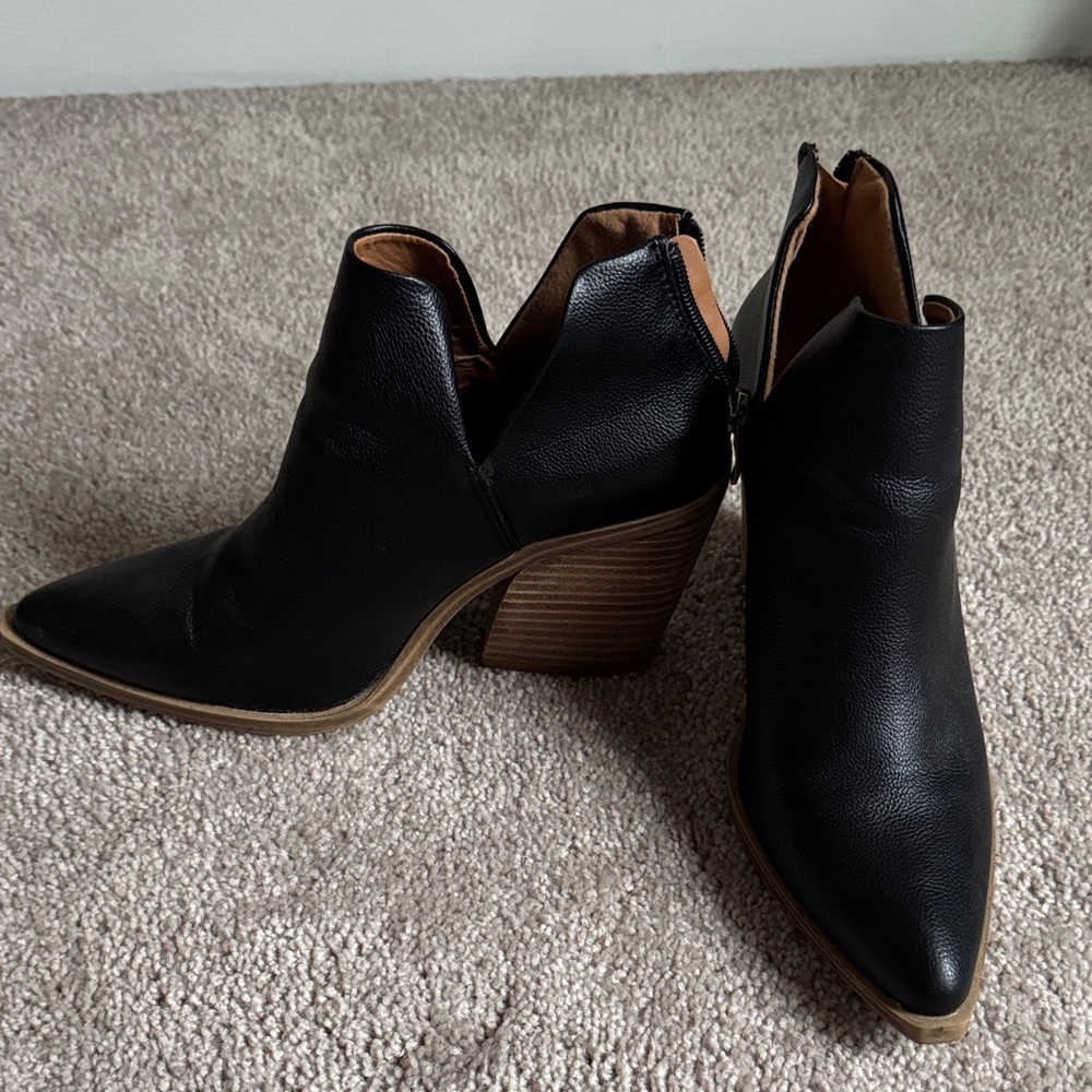 Elegant Black Leather Ankle Booties